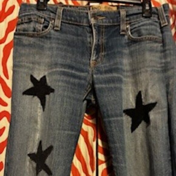 Vintage Old Navy Denim, Black Stars on front, low rise, size 4, Cotton, Elastane - Picture 3 of 8